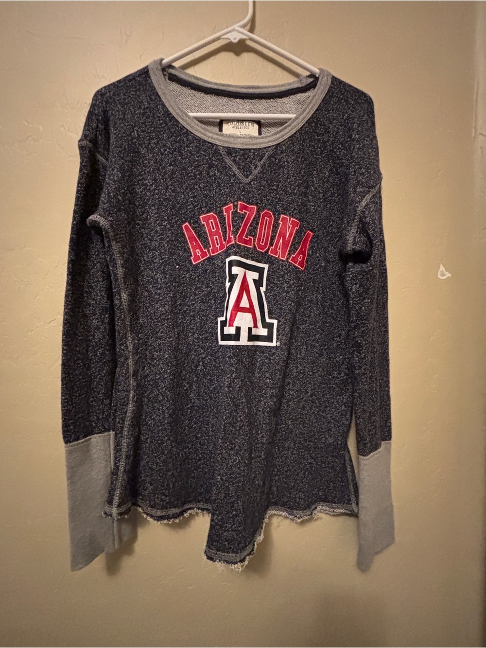 University of Arizona Long Sleeve Crewneck Sweatshirt Navy & Gray Women’s Large